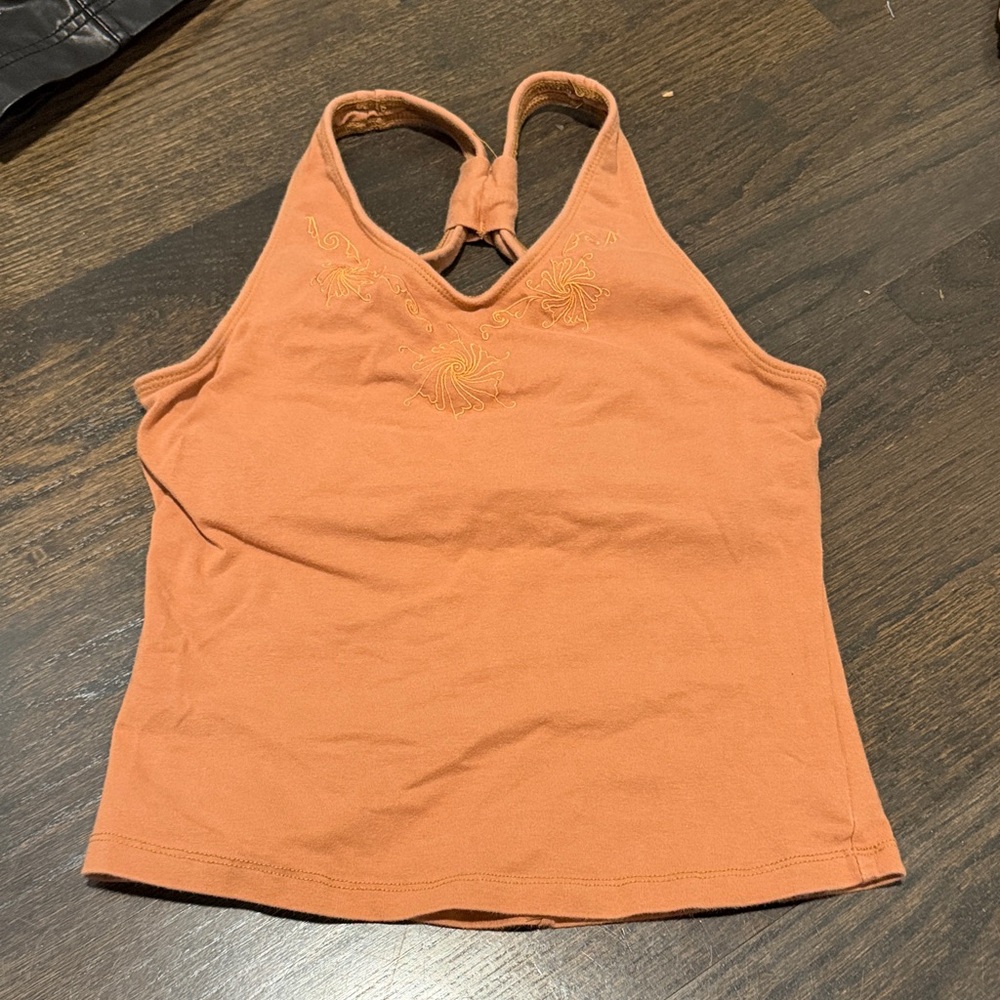 Women's Rust Tank Top with Embroidered Detail